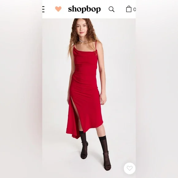 New! MONSE Draped Asymmetric Slip Tank Dress‎ in Crimson Sz 12 $1,190